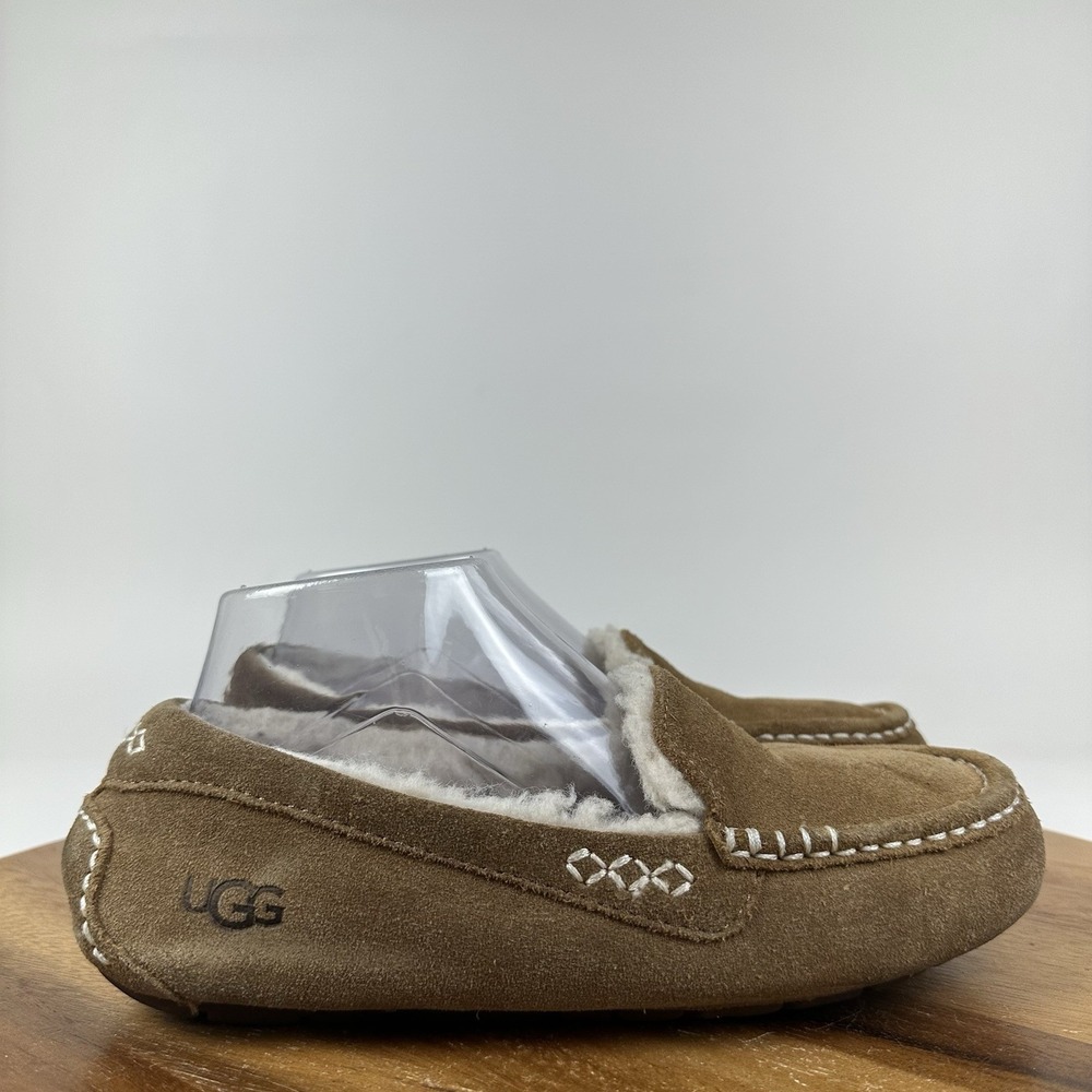 Womens Ugg Ansley Chestnut Suede Wool Lined Comfort Loafers Slippers Size 7 M